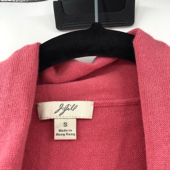 J.JILL Cardigan Sweater Pink 100% Cotton Shawl Collar Women S Buttons Layer Knit - Picture 3 of 10